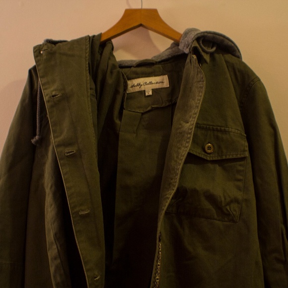 Sebby Green Military Jacket with Sweatshirt Hood - Picture 3 of 7